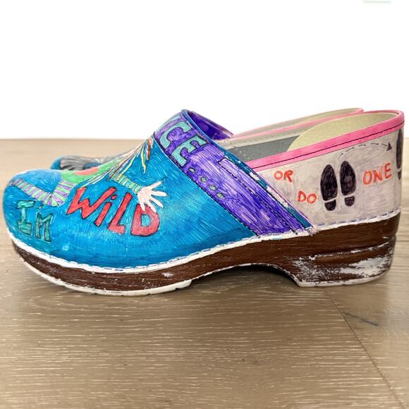 Dansko Women's Leather Clog Size 41 Music Dance Theme Custom Hand Painted - Picture 5 of 11